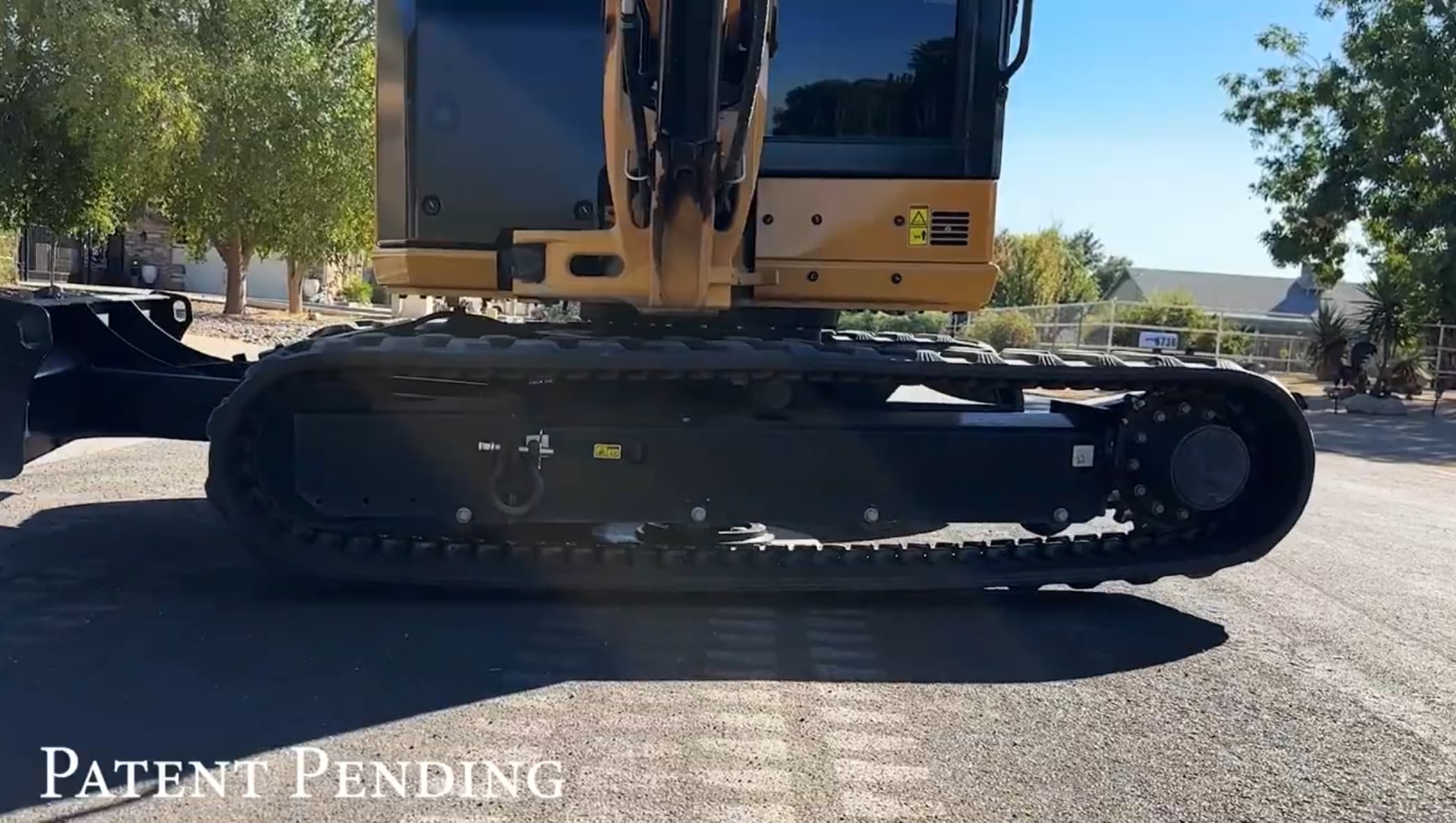 The Excavator Foot prototype extended beneath an excavator